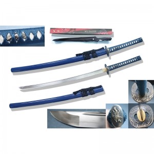 Musashi Damascus Katana Blue SS242BL