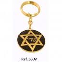 Damascene Star of David Keychain Gold