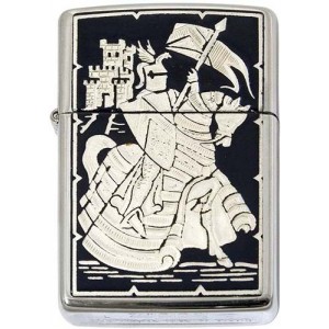 Damascene Zippo Lighter (Mounted Knight)