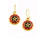Red Maiden Flower Damascene Earrings Gold