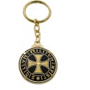 Damascene Templar Cross Keychain Gold