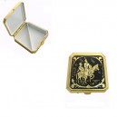 Ornate Don Quixote Damascene Pill Box Gold