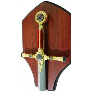 Small Masonic Sword with Plaque-Red-Star