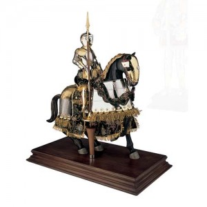 Mounted Spanish Knight of the 16th Century in Suit of Armor Gold