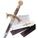 Miniature Damascene Templar Knight Sword Letter Opener
